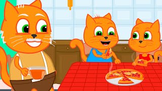 Cats Family In English - Homemade Pizza Animation 13