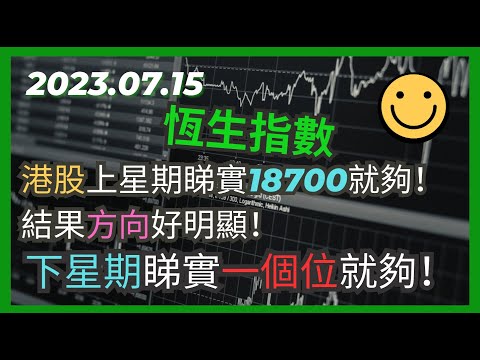 2023.07.15 交易策略：#港股 #恆生指數 上星期睇實18700！結果方向好明顯！下星期睇實19200就足夠！非常簡單分析部署策略！助你更易撐握#恒指 Hangseng