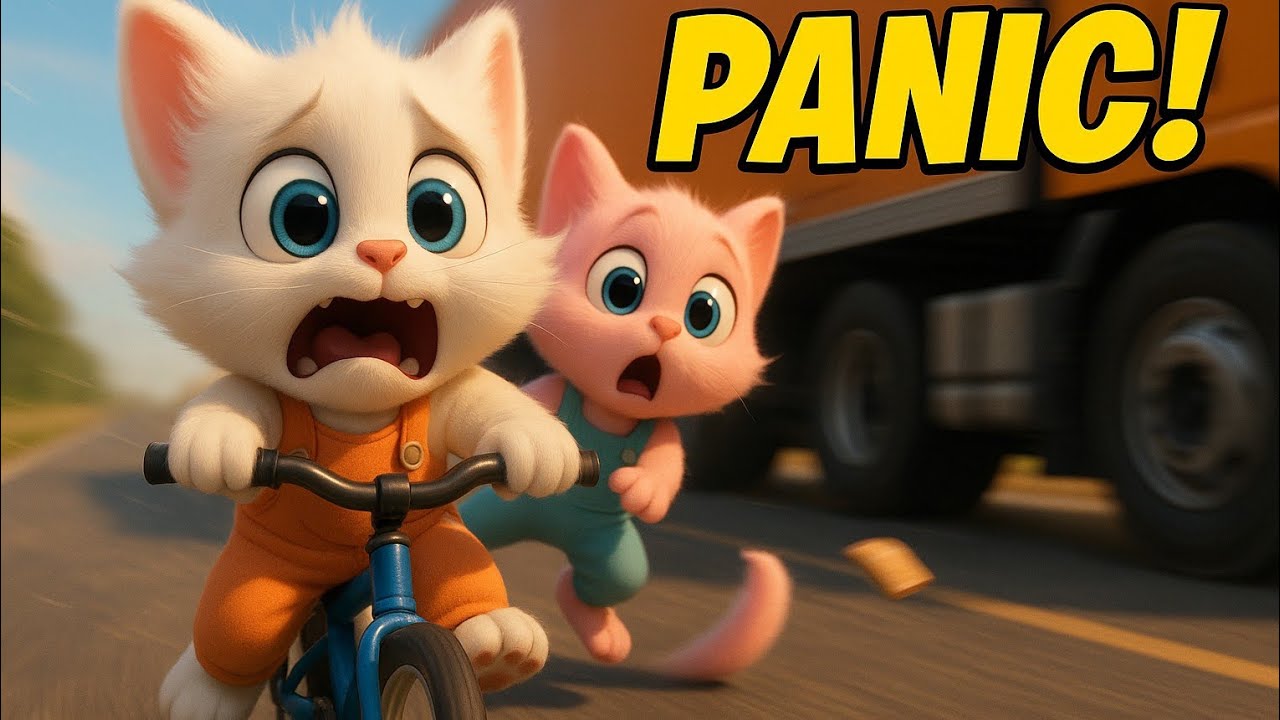 Cats riding bicycles were hit by a truck 🚗😿🐾 