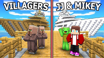 JJ and Mikey vs VILLAGERS GIANT SHIP Battle in Minecraft - JJ and Mikey in Minecraft Maizen!