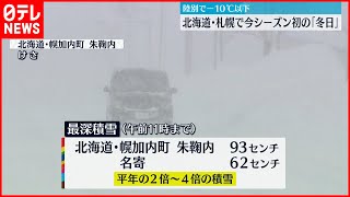 【強い寒気】北海道で厳しい冷え込み…大雪に注意