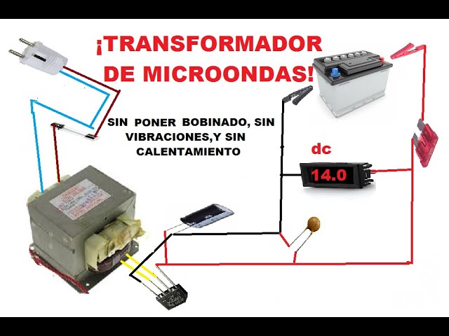 CARGADOR de BATERIAS casero 12v para auto con TRANSFORMADOR de MICROONDAS 