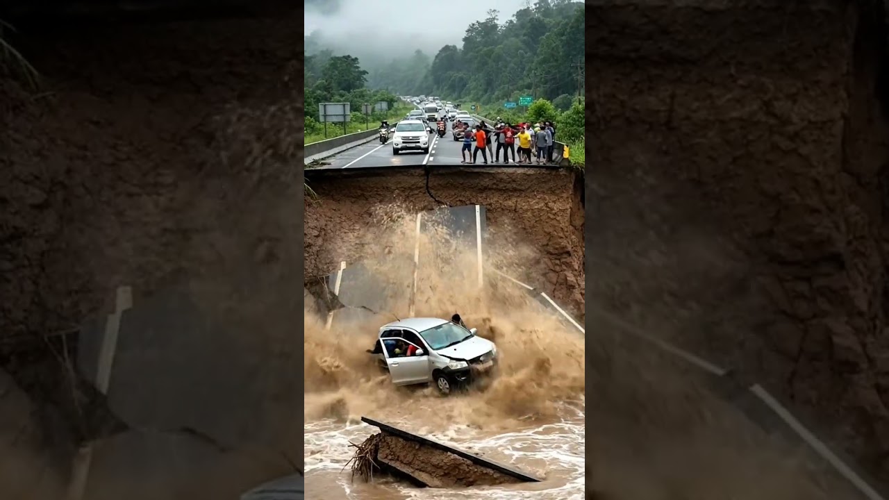 Street Nearly Swept Away by Massive Floods! #viral #shorts