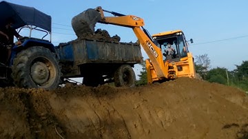 JCB Dozer Loading Soil In Tractor pulling/JCB 3DX Machine Making Drain-JCB Working Video#EarthPlanet