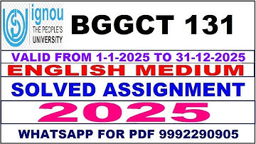 BGGCT 131 solved assignment 2025 in English | bggct 131 solved assignment 2025 | ignou bggct131 2025