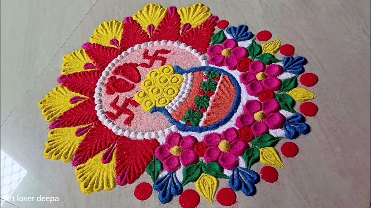 Diwali Rangoli design//simple and easy rangoli design//rangoli design//