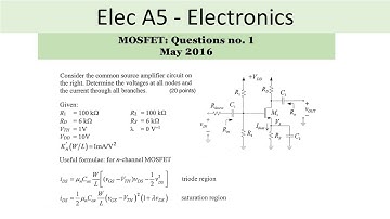 PEO solved examples (ELEC A5): MOSFET Question no. 1