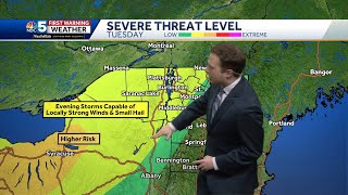 Sun returns Monday storms likely Tuesday afternoon in Vermont New York 04-28-25