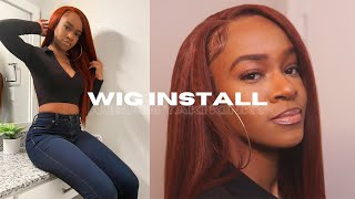 Auburn Yaki Kinky Straight | WIG INSTALL | Very Versatile! BEAUTY FOREVER  HAIR