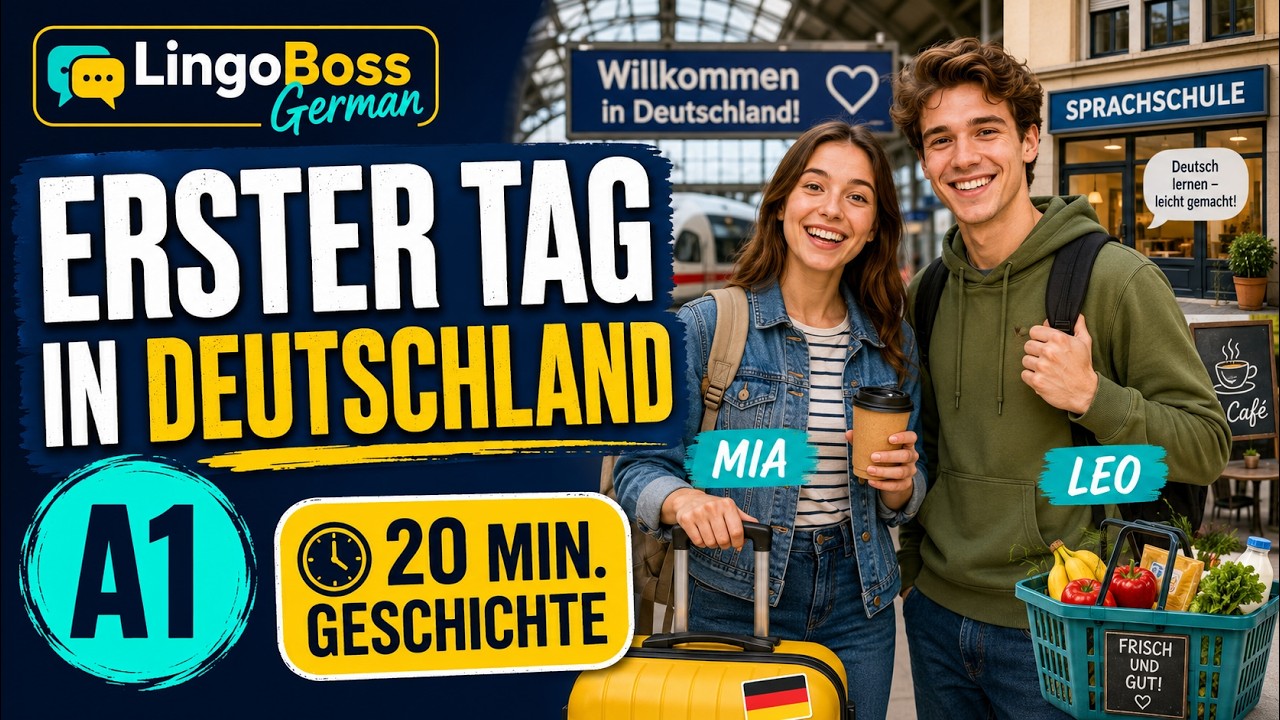 Deutsch A1 Story: Der erste Tag in Deutschland | 10 Minuten German Listening