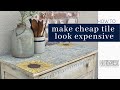 Easy Faux Tile Makeover with IOD Stamps | DIY Home Decor | Furniture Flip