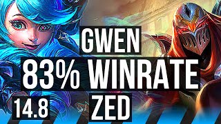 GWEN vs ZED (MID) | 83% winrate, Comeback | EUW Master | 14.8