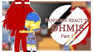 Fandoms React to DHMIS || Part 1 || GCRV || Don't Hug Me I'm Scared || Koffee Demon