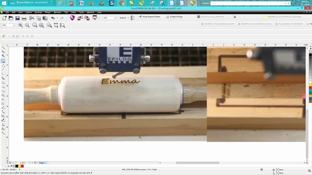Laser Tips & Tricks Engrave on a rolling pin with Center Center YouTube