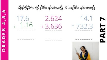 Addition of like decimals and unlike decimals