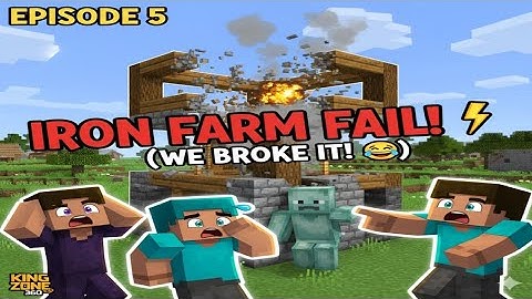 Minecraft Survival LIVE Ep.5 | Iron Farm Failed 😱 Epic Funny Moments & Reactions 😂 | King Zone 360
