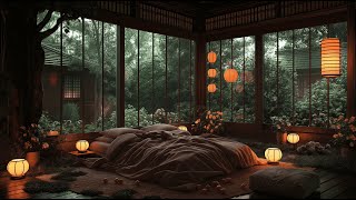 Forest cabin on a rainy day | The sound of rain helps you sleep | Relaxation | Warmth | Rainy day