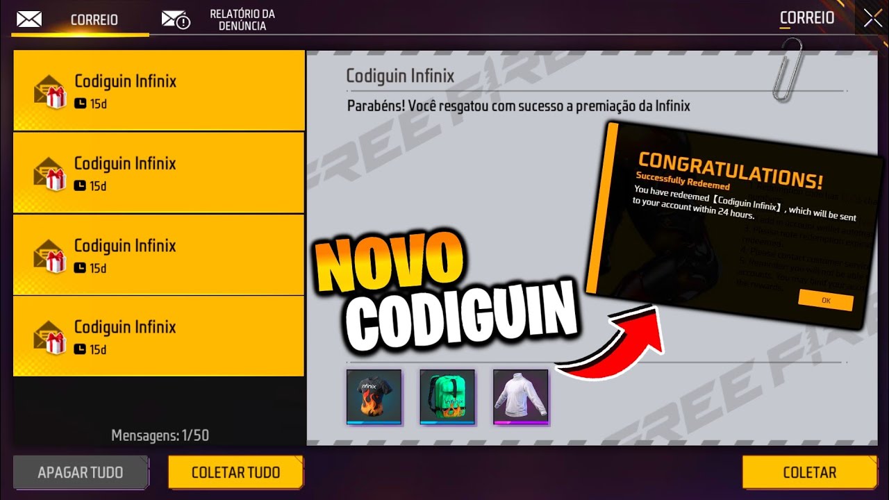 RESGATE O NOVO CODIGUIN FF 2023! COMO RESGATAR CODIGUIN NO FRE FIRE │ CODIGUIN  INFINITO FREE FIRE 