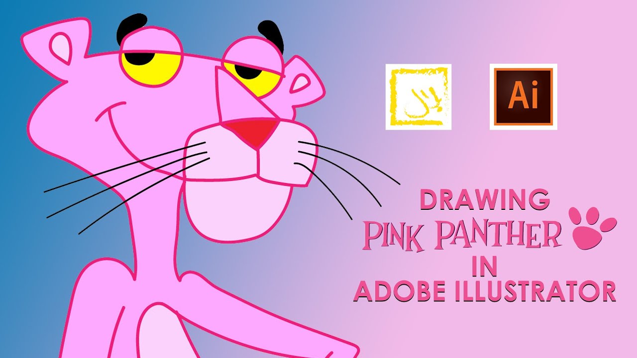 Drawing PINK PANTHER in Adobe Illustrator - YouTube