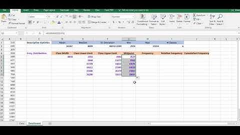 Using Excel to Create a Frequency Distribution and Find Descriptive Statistics