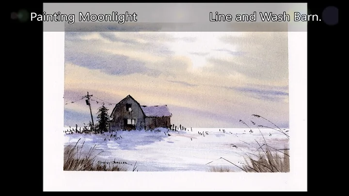 Painting moonlight winter shadows and dramatic skies. Line and wash watercolor. Peter Sheeler