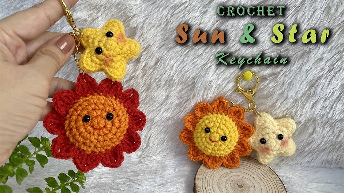 Crochet sun amigurumi pattern, crochet keychain pattern