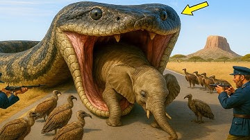 Heroic rescue team saves innocent mother elephant and baby elephant from giant python attack🐍