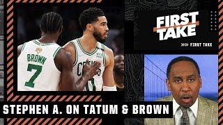 Jayson Tatum \& Jaylen Brown are 'turning the ball over in pivotal minutes' - Stephen A. | First Take