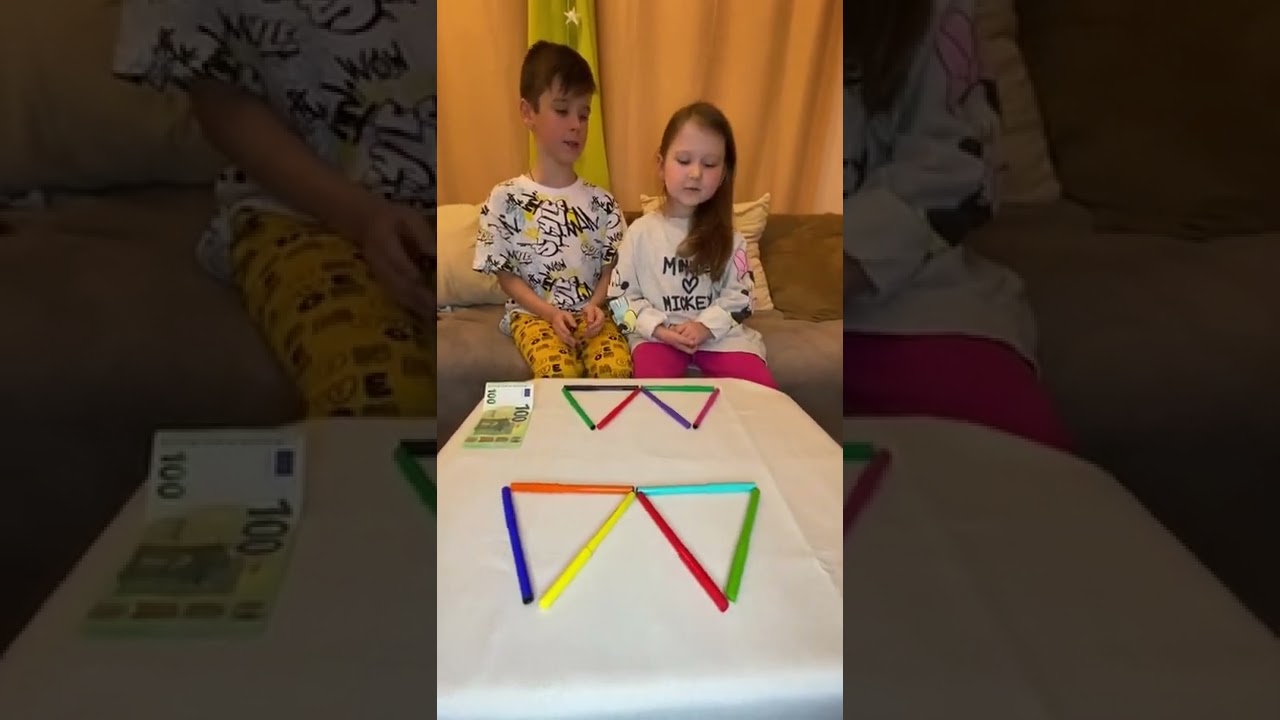 Фломастеры Челлендж / Как из четырех треугольников сделать три / Mark and Eva Shorts