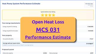 Open Heat Loss - Completing the MCS031 Performance Estimate