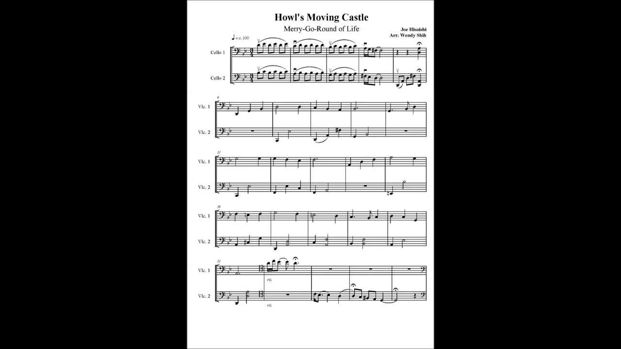 Howl's Moving Castle (Book), Cello, Sheet Music (Composition Type),...