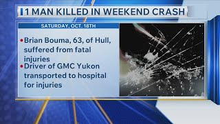 One Man Killed In Weekend Crash