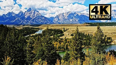 Nature Sounds | View of Grand Tetons | 8 HOURS | 4K 🌲