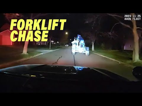 12 Y.O. Child Leads Police on Wild Chase in Stolen Forklift - YouTube