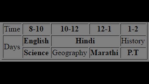 How To Display a Simple Time-Table using Table Tag in HTML