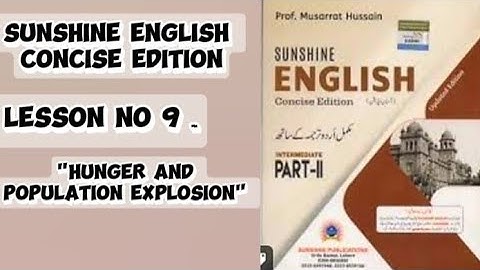Sunshine English Lesson No 9۔🥀||"Hunger And Population Explosion"🌿||Questions And Answer💫||Part 2🦋۔۔