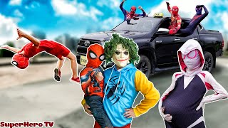 Bros SpiderMan vs Super CAR Taxi || JOKER help Spider-Man's Wife Gives Birth (Comedy Video)