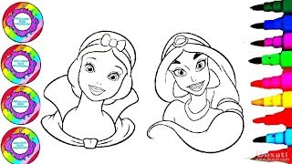 Glitter Colouring Drawing Disney Princess Jasmine Snow White L Drawing For Toddlers And For Kids
