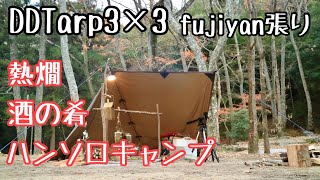 DDタープ 3×3内の設営紹介と焚き火と熱燗と酒の肴で年末ハンソロキャンプ 【冬】【おすすめタープ】【キャンプご飯】