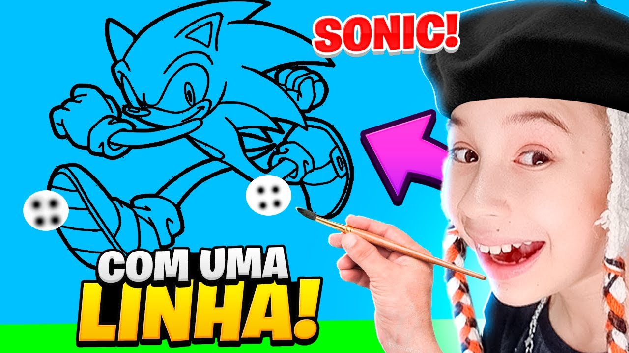 DESENHEI O SONIC COM APENAS UMA LINHA E FICOU PERFEITO... CONFIA😅