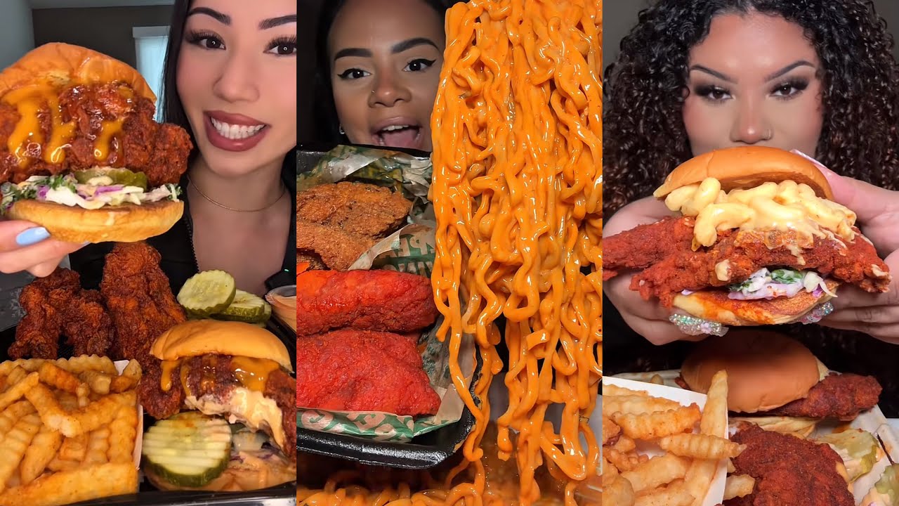 *TIKTOK* mukbang compilation | Dave’s Hot Chicken, Chilis, Chipotle and many more!