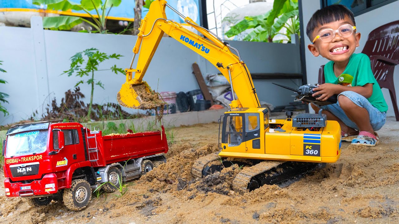 แม็คโครบังคับคันใหม่ รถดั้มบรรทุกทราย รถก่อสร้างบังคับ | พี่ปลื้ม