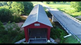Engle Mill Road Covered Bridge in Xenia, Ohio - 4K Drone Footage - Extended Version