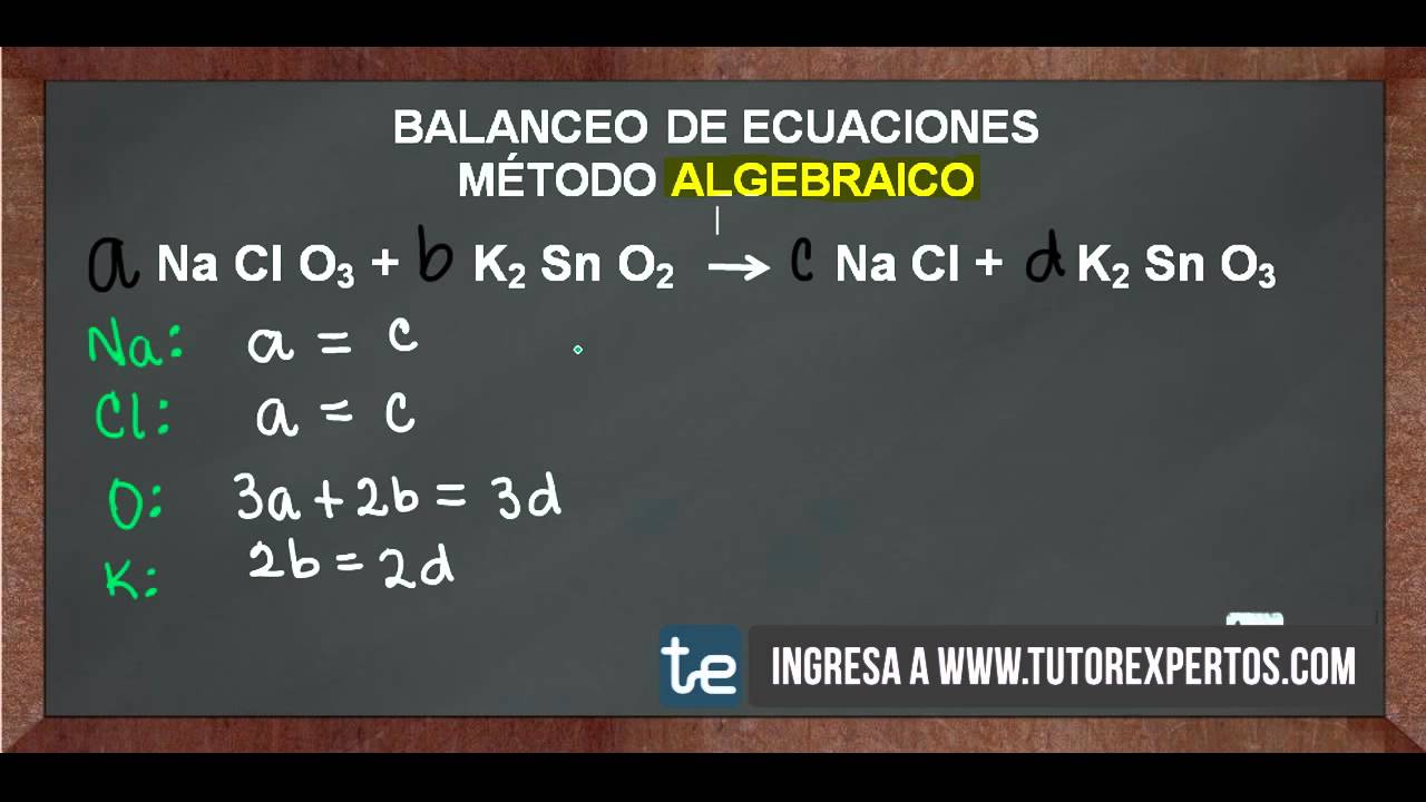 BALANCEO DE ECUACIONES QUIMICAS POR METODO ALGEBRAICO PDF