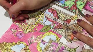 Colouring Tutorial: III Part Menuet de bonheur Coloring Book 幸せのメヌエット　美しい花々とかわいい動物たちのぬりえ  TUTORIAL