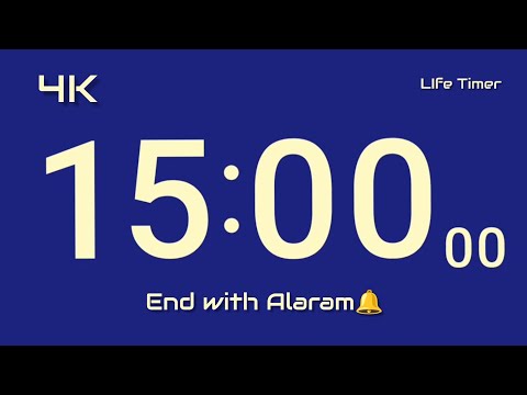15 Minute Ticking Countdown Timer | 4K | 🔔 End Alarm