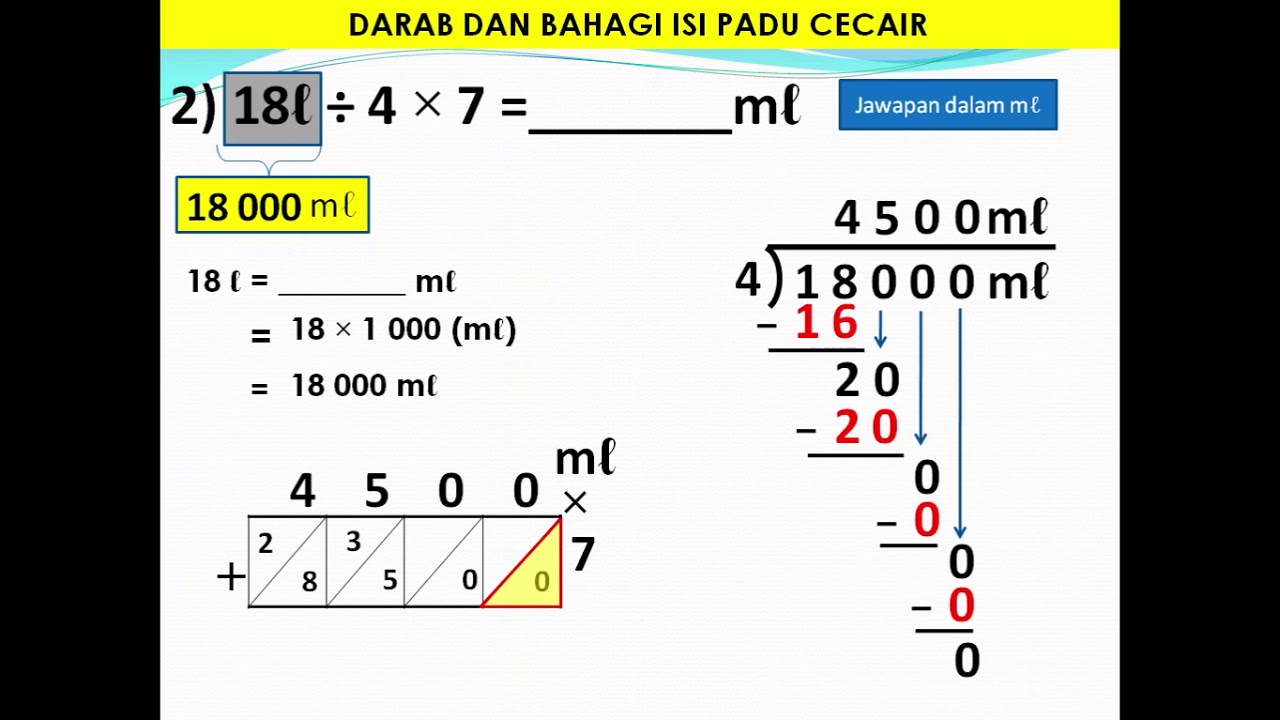 59 Matematik Tahun 4 Sk Darab Dan Bahagi Isi Padu Cecair Youtube