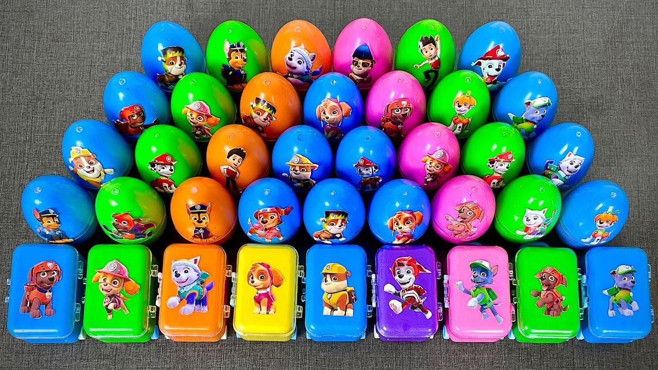 🎒 Paw Patrol Slime ASMR Search 🔍 Chase Marshall Skye Clay Slime in Eggs & Mini Suitcases