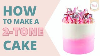How to Make a 2-Tone Cake! // Easy Birthday Cake!