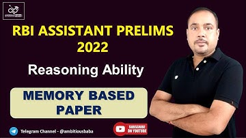 RBI Assistant Prelims 2022 Memory Based Paper | Reasoning Ability